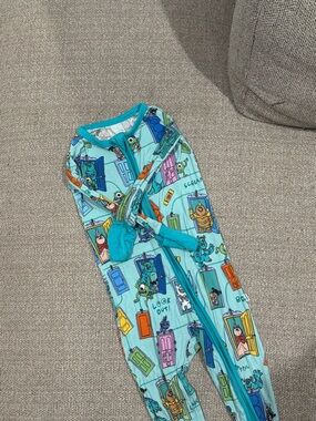 Little Sleepies Aqua Monster Door Print Kids Pajamas